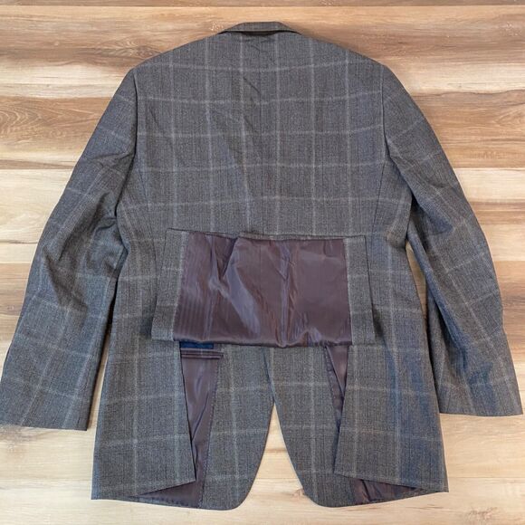 Joseph Abboud Blazer Men 42L Wool Gray Glen Plaid 2 Button Jacket - Picture 14 of 15
